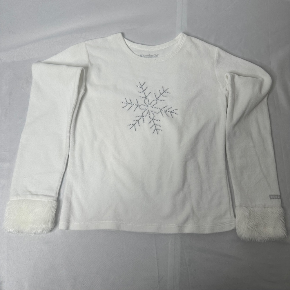American Girl Snowflake Faux Fur Cuff Long Sleeve Shirt - Youth Medium